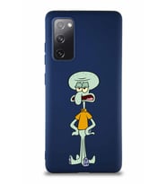 Samsung Galaxy S20 FE Soft Premier Kapak Squidward Dokunaç Tasarımlı Silikon Kılıf - Lacivert (Şeffaf)