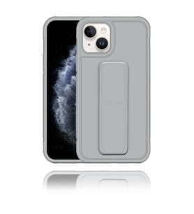 Apple IPhone 13 Mini Uyumlu Gri Yumuşak Silikon Standlı Tutacaklı (Tutamaçlı) Telefon Kılıfı