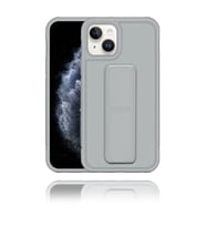 Apple IPhone 13 Mini Uyumlu Gri Yumuşak Silikon Standlı Tutacaklı (Tutamaçlı) Telefon Kılıfı