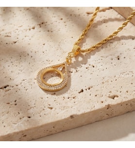 BZ Altın Kaplama Damla Model Çeyrek Çerçeve Kolye Ucu TGR-438 (Gold)