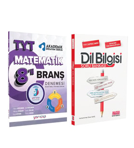 YarıÇap Yayınları TYT Matematik 8 li Branş Denemesi ve AKM Dil Bilgisi Soru Bankası Seti 2 Kitap