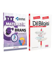 YarıÇap Yayınları TYT Matematik 8 li Branş Denemesi ve AKM Dil Bilgisi Soru Bankası Seti 2 Kitap