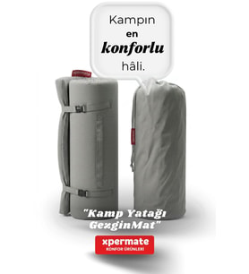 XPERMATE GezginMat Kamp Yatağı Taşıma Çantalı Kamp Matı Fermuarlı Kamp Minderi Çadır Matı Su itici Kumaş 90x190x6cm (Antrasit)