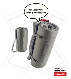 XPERMATE GezginMat Kamp Yatağı Taşıma Çantalı Kamp Matı Fermuarlı Kamp Minderi Çadır Matı Su itici Kumaş 90x190x6cm (Antrasit)