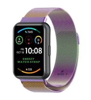 Huawei Watch Fit 2 Metal Hasır Kordon Woven Wire Metal Tasarım Kordon (Rainbow)