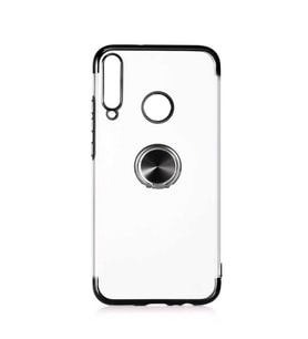 Huawei P40 Lite E Kılıf Gess Kenarları Renkli Yüzük Aparatlı Kılıf (Siyah)