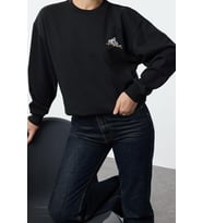 Bisiklet Yaka Standart Kol Animal Nakışlı Normal Kalıp Kalın İçi Polarlı Örme Sweatshirt