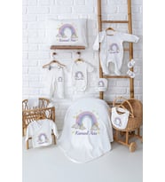 Pia Baby Premium %100 Pamuk 11 Parça İsme Özel Kız Bebek Hediyesi Hastane Çıkışı Seti 5075-00 (Ekru)