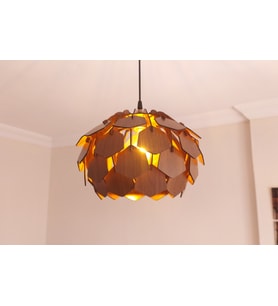 Orman Köşeli Model Modern Tasarım Globe Küre Doğal Ahşap Yaprak MDF 3D Lazer Kesim Rustik Salon Avize