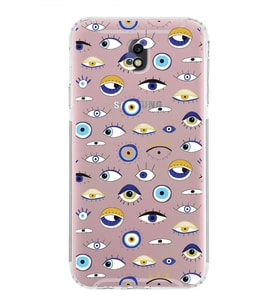PrintiFy Samsung Galaxy J7 Pro ile Uyumlu Nazar Boncuğu 2  Kamera Korumalı Şeffaf Silikon Kılıf