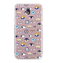 PrintiFy Samsung Galaxy J7 Pro ile Uyumlu Nazar Boncuğu 2  Kamera Korumalı Şeffaf Silikon Kılıf