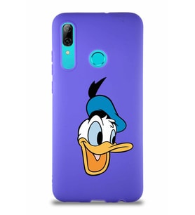 Huawei P Smart 2019 Soft Premier Kapak Donald Duck-A Tasarımlı Silikon Kılıf - Mor (Şeffaf)