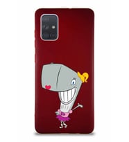 Samsung Galaxy A71 Soft Premier Kapak Pearl Yengeç Tasarımlı Silikon Kılıf - Mürdüm (Şeffaf)