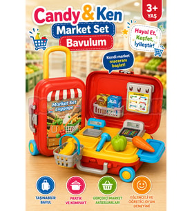 Candy & Ken Market Set Bavulum - Kasiyer Oyuncakları - Market Setleri - Evcilik Oyuncakları - Mutfak