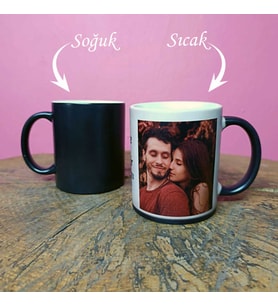 Sevgiliye Hediye Kişiye Özel İsimli Fotoğraflı Sonsuzluk Tasarımlı Sihirli Kupa Bardak