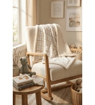 Luckka Puffy Bebek Battaniyesi 70x100 cm Koyun Tüylü Müslin Battaniye  Çizgili