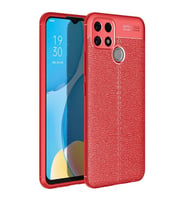 Oppo A15 Deri Görünümlü Silikon Kırmızı