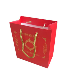 Tahtakale Toptancı Karton Hediye Çantası GOLD Saray Desenli 20X20X10 CM (10 Adet)  Kırmızı