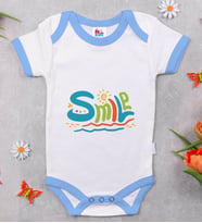 BK Kids Smile Tasarımlı Mavi Bebek Body Zıbın-1