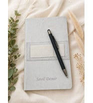 Kişiye Özel Gri Cepli Defter Ve Kalem Seti