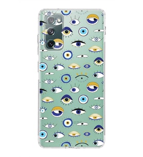 PrintiFy Samsung Galaxy S20 FE ile Uyumlu Nazar Boncuğu 2  Kamera Korumalı Şeffaf Silikon Kılıf