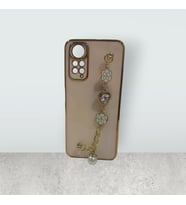 Xiaomi Redmi Note 11 zincirli taşlı silikon telefon kılıfı (Pembe)