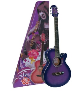 Valencia Gypsy Rose GRA1KCPP Akustik Gitar Seti - Mor (Başlangıç Seviyesi)  7/8 Kompakt Gövde Boyutu, Rahat Klavye Yapısı, Taşıma Çantası ve Aksesuar Paketi Dahil