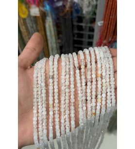 Kristal Kuvars Taşı Faset Küp Kesim 4x4mm Doğal Taş Dizi