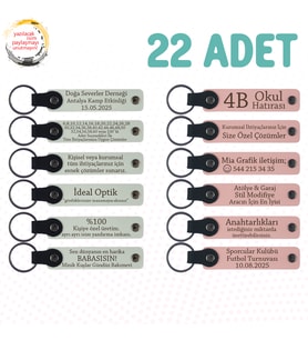 Beyaz & Yavru Ağzı, Akraba Pikniklerine Küçük Armağan, 22’li Set, Tarih ve İsimli Deri Hatıra