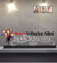 Kişiye Özel Anneler Günü Anne Erkek Kız Kardeş Karikatürlü Kolay Yetişmiyor Ahşap Biblo Model-3
