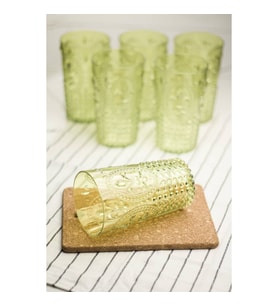 Akrilik Yeşil 6 Lı Uzun Bardak & Su Meşrubat Bardağı 750 ml ( Büyük Boy & Cam Değildir )