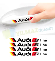 Audi S Line Logo Ayna Jant Kapı Kolu Oto Sticker Yapıştırma 4 Adet ( 12 x 1,2 Cm )