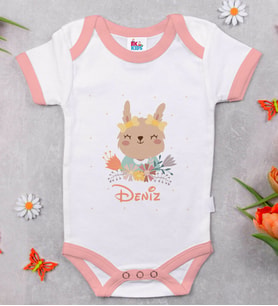 BK Kids Kişiye Özel Pembe Bebek Body Zıbın - Model 127