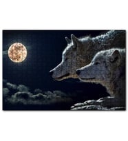 Cakapuzzle Dolunay Gecede Kurt ve Yavrusu  Puzzle Yapboz MDF (Ahşap) (120 Parça)