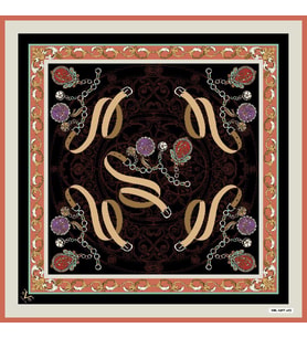 Kemer Zincirli Desen Black Seri Twill Eşarp Eşarp Askısı ile Birlikte 90x90 cm S