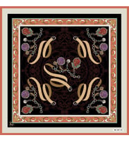 Kemer Zincirli Desen Black Seri Twill Eşarp Eşarp Askısı ile Birlikte 90x90 cm S