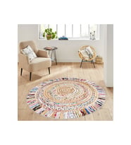 Eliana Home Baskılı, Yıkanabilir Kaymaz Taban Yuvarlak Halı LNA7010 120x120 cm (Bej)