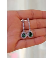 Diamond Model Yeşil Damla Küpe