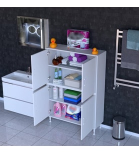 Modilayn İLKİM 95x138x32,5 cm Ekstra Düzen İçin Kullanışlı 4 Kapak 4 Bölmeli Banyo Mutfak Dolabı