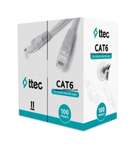 Ttec KBL-CAT6-23CCA/IN100G 100 Metre Iç Mekan Cat6 Kablo Pvc Iç Ortam Cat6 Kablo 100 Metre Gri
