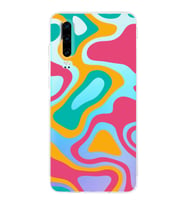 Huawei P30  Kamera korumalı Kapak Renkli Desen Tasarımlı  Şeffaf Kılıf