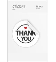 Thank You-hand Made With Love Etiket, 17 Farklı Tasarım Sticker 96 Adet 3x3