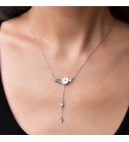 Fulya Çiçeği Mor Taş Detaylı Gümüş Kolye (Gümüş)
