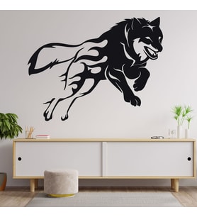 Modern Koşan Kurt Ahşap Tablo