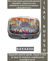 Özel Seri Konsept Hediyelik Dekoratif Şık İstanbul Temalı 2 Bölmeli Hap Tablet İlaç Saklama Kutusu