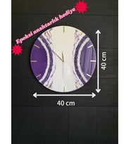 Duvar Saati-40cm-Modern Dekoratif Duvar Saati-Epoksi El Yapımı Duvar Saati-6 Farklı Seçeneği (Mor-Mor)
