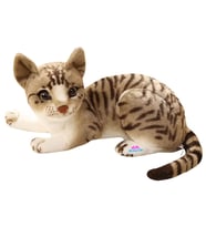 Gerçek Görünümlü Peluş Kedi Tekir 40 Cm (Gri)