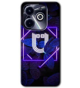 İnfinix Hot 40i Kılıf HD Desen Baskılı Kılıf - Dark Neon Yaprak Ü Harfi