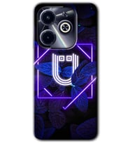 İnfinix Hot 40i Kılıf HD Desen Baskılı Kılıf - Dark Neon Yaprak Ü Harfi