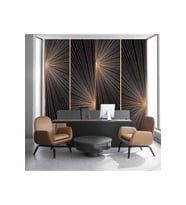 Dreamwall 3D Çizgili Işık Ağı Desenli Isı Ve Ses Yalıtımlı Sağlıklı Tekstil Duvar Kağıdı (Siyah-Gold)